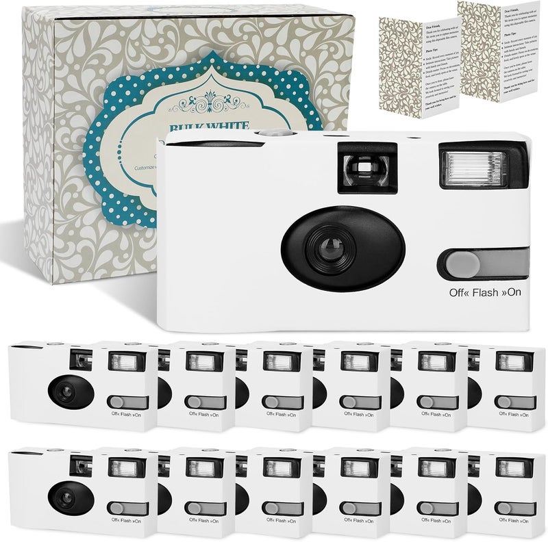 Entallor 12 Pack Disposable Cameras for Wedding Bulk, 35mm White Single-Use Film Cameras with Flash, One Time Cameras for Birthday Party Baby Shower Gathering Wedding Travel, lSO 400 Film,17 Exposures - Image 1